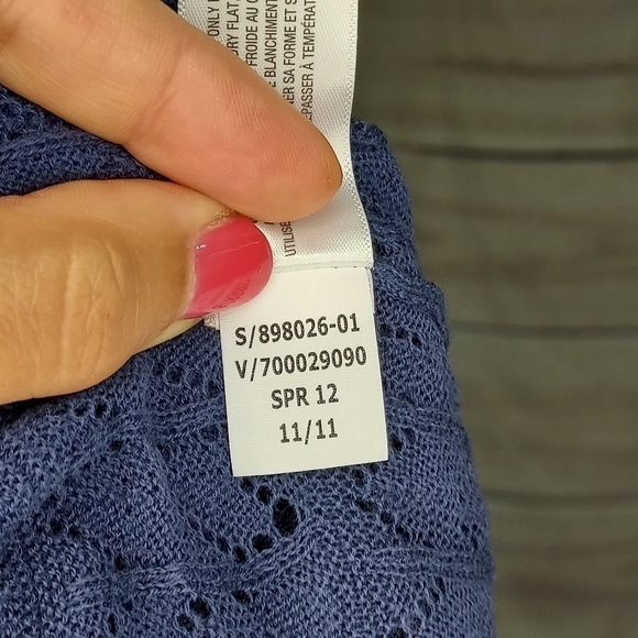 Old Navy crochet open cardigan 3/4 sleeve steel sky blue XS - Picture 7 of 7